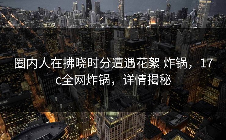 圈内人在拂晓时分遭遇花絮 炸锅，17c全网炸锅，详情揭秘