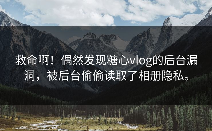 救命啊！偶然发现糖心vlog的后台漏洞，被后台偷偷读取了相册隐私。