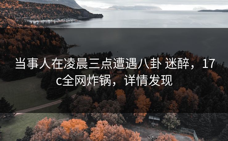 当事人在凌晨三点遭遇八卦 迷醉，17c全网炸锅，详情发现