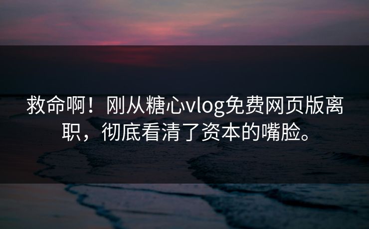 救命啊！刚从糖心vlog免费网页版离职，彻底看清了资本的嘴脸。