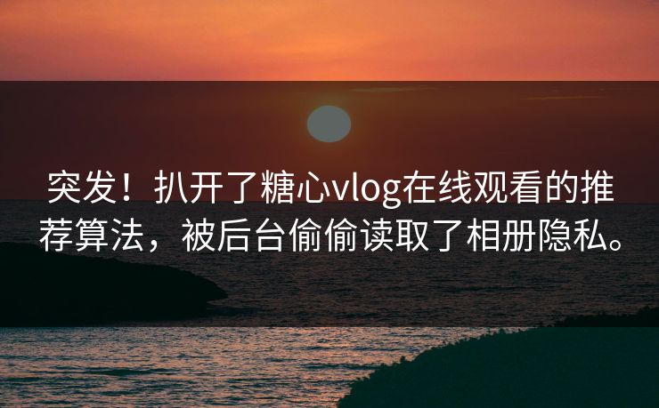 突发！扒开了糖心vlog在线观看的推荐算法，被后台偷偷读取了相册隐私。